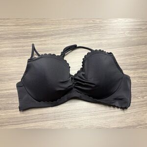 Victoria’s Secret Black Scalloped Edge Bikini Top Size 34 B